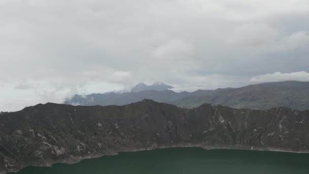 Laguna Quilotoa Pętli Quilotoa Górach Andes Ekwadoru Jest Szmaragdowym Zielonym — Wideo stockowe