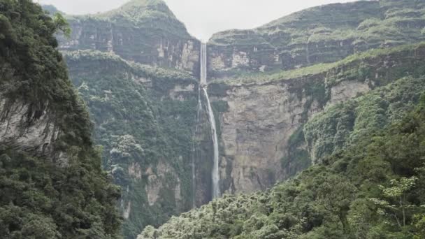 Gocta Cataracts Catarata Del Gocta Adalah Air Terjun Abadi Dengan — Stok Video