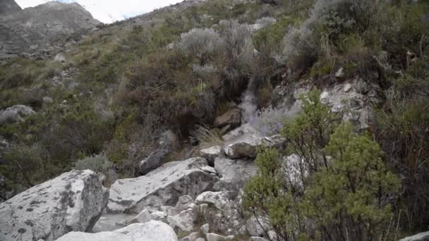 코카서스 라구나 페루의 안데스 산맥에서 Cordillera 블랑카의 풍경을 하이킹 — 비디오