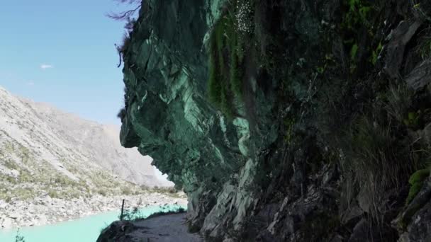 Vackert Turkost Vatten Sjön Vid Laguna Paron Lagun Höga Andes — Stockvideo