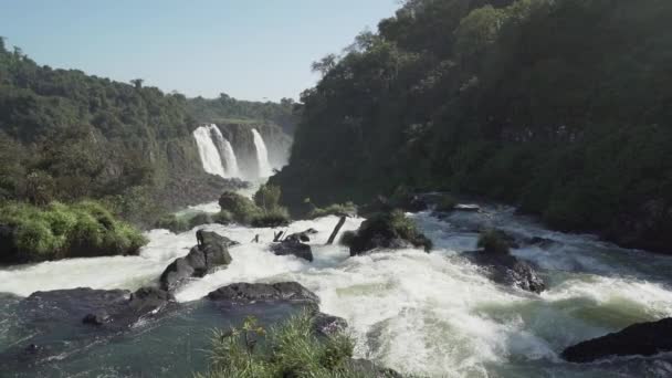 Iguazu Falls Located Border Brazil Argentina One Seven Wonders World — Stock Video