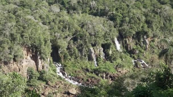 Die Iguazu Wasserfälle Liegen Der Grenze Zwischen Brasilien Und Argentinien — Stockvideo