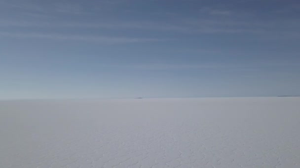 Luftaufnahme Des Salar Uyuni Salzsees Rund Die Isla Pescado Fischinsel — Stockvideo