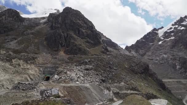 Punta Oilimpica Top Van Een Steile Bergpas Cordillera Blanca Andes — Stockvideo