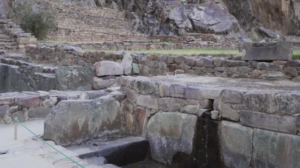 Ollantaytambo Peru 2019 Archäologische Stätte Von Ollantaytambo Mit Inka Ruinen — Stockvideo