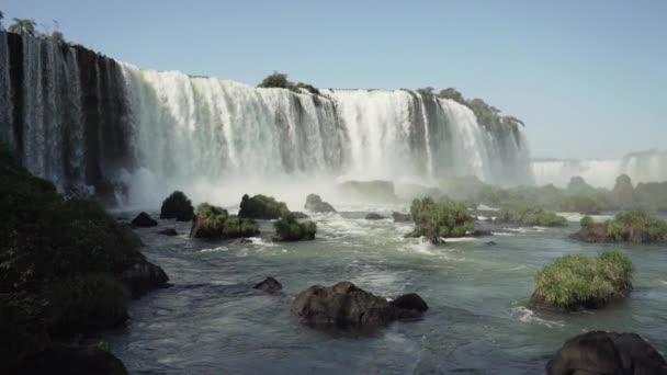 Iguazu Şelaleleri Brezilya Arjantin Arasındaki Sınırda Yer Almaktadır Güney Amerika — Stok video