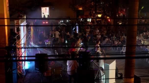 Cartagena Colombia 2019 Liveband Som Uppträder Festival Plaza Trinidad Getsemani — Stockvideo