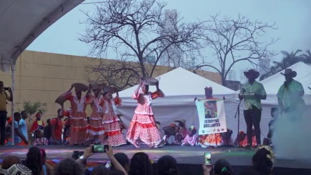 Cartagena Colombia 2019 Folklore Dance Group Performing Traditional Dance Typical — Stock Video