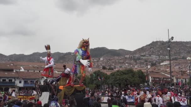 Cuzco Peru 2019 Rdzenni Mieszkańcy Wykonujący Taniec Muzykę Kolorowym Stroju — Wideo stockowe