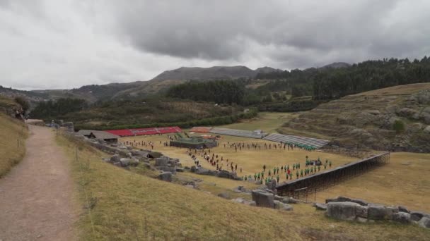 Куско Перу 2019 Репетиція Перед Традиційним Виступом Фестивалю Ремі Руїнах — стокове відео
