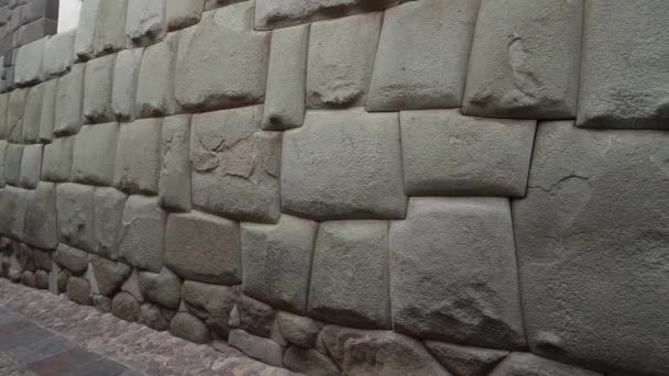 Cuzco Peru 2019 Piedra Los Doce Angulos Beroemde Twaalfzijdige Steen — Stockvideo