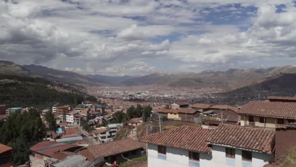 Живописный Вид Куско Центр Древней Цивилизации Инков Высоко Горах Анд — стоковое видео
