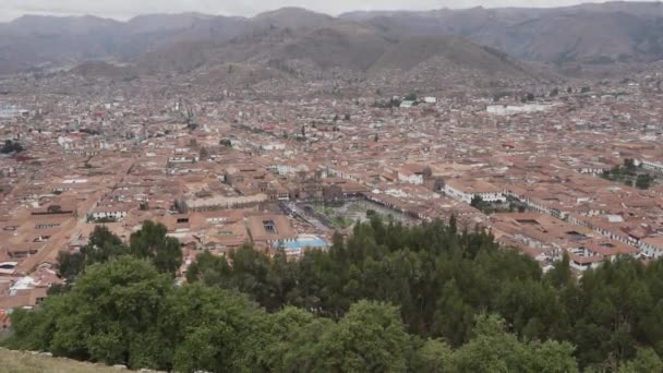 Vista Panorámica Sobre Cusco Centro Antigua Civilización Inca Alto Altitud — Vídeos de Stock