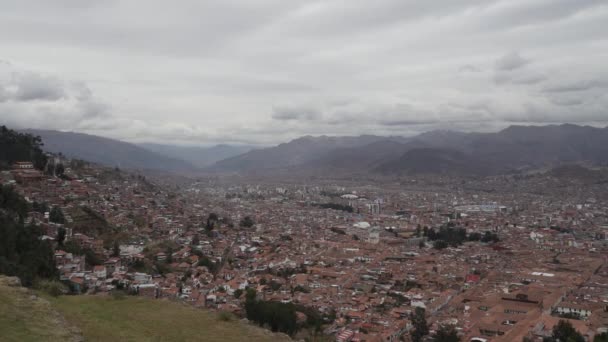 Vista Panorámica Sobre Cusco Centro Antigua Civilización Inca Alto Altitud — Vídeo de stock