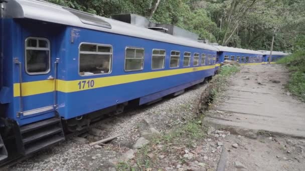 Aguas Calientes Peru 2023 Perus Eisenbahnzug Von Cuzco Nach Machu — Stockvideo