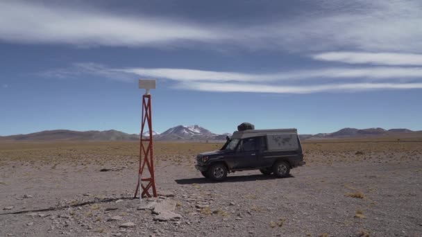 Estrutura Metal Quadro Espaço Laranja Posto Fronteira Entre Chile Argentina — Vídeo de Stock