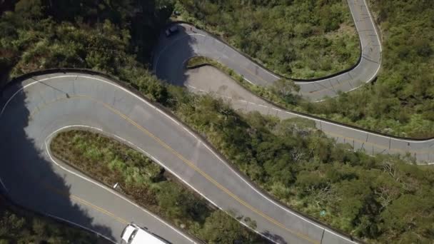 Steep Winding Road Leading Mountain Pass Serra Rocinha Brazil — Stock Video