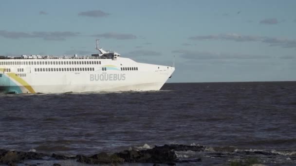 Colonia Del Sacramento Uruguay 2019 Buque Bus Ferry Crossing Rio — Vídeos de Stock