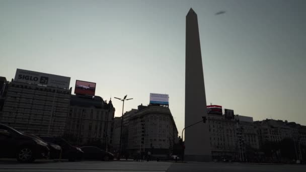 Buenos Aires Argentiina 2019 Kuuluisa Valkoinen Obeliski Obelisco Buenos Airesin — kuvapankkivideo