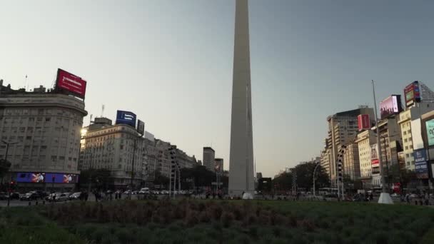 Buenos Aires Argentine 2019 Célèbre Obélisque Blanc Obélisque Sur Place — Video