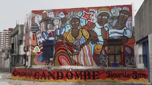 Монтевидео Уругвай 2019 Красочные Граффити Уличного Искусства Улицах Монтевидео Уругвае — стоковое видео