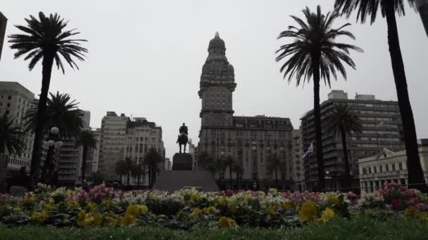 Montevideo Urugwaj 2019 Architektura Centrum Montevideo Pobliżu Placu Indepedencia — Wideo stockowe