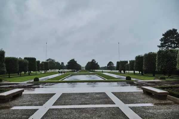 stock image colleville sur mer, Normandy, France, 10 02 2021: American War Cemetery memorial near Omaha Beach, the place where allied forces landed on the beach of the Normandy to fight back the Nazis in WWII.