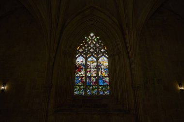 Batalha, Portekiz - 10 05 2022: Mosteiro de Santa Maria de Vitoria, Zafer Manastırı, gotik tarzda inşa edilmiş büyük bir Dominik manastırı..