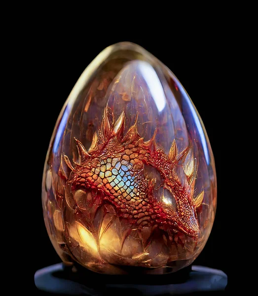 Translucent Dragon Egg with a Baby Dragon Inside