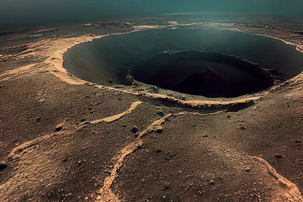 Large Impact Crater on a Barren Landscape