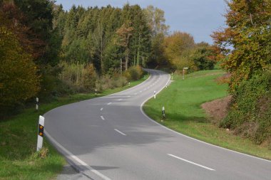 Kırsal yol yeşillikten geçiyor.