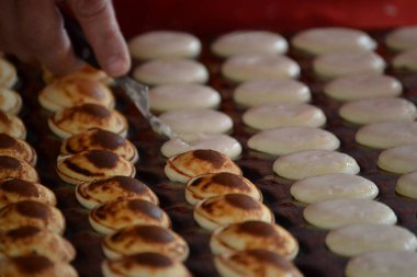 Uzun gagalı büyük gri bir pelikan dalgalanan mavi suda yüzen bir nesnenin üzerinde duruyor. Güneşli bir günde arka planda birçok küçük tekne görünür..