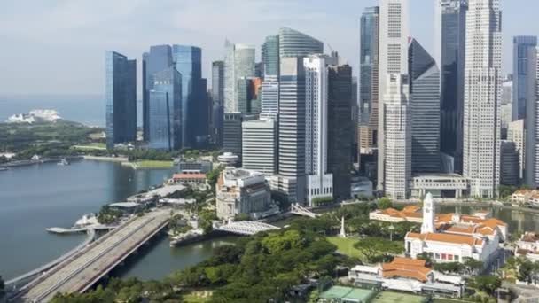 Marina Bay Singapur Června 2022 Časová Prodleva Zamračené Ranní Scény — Stock video
