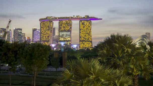 Marina Bay Singapore June 2022 Time Lapse Sunset Day Night — Stock Video