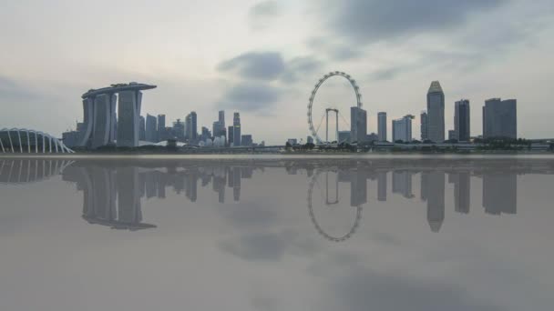 Gyönyörű Időeltolódás Nappal Szingapúri Éjszaka Között Messziről Elmélkedve Prorest Elérhető — Stock videók