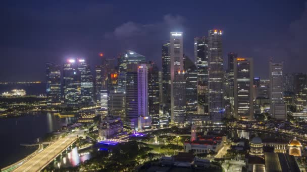 Кларк Квей Сінгапур Червня 2022 Повітряний Промінь Часу Світанку Вночі — стокове відео