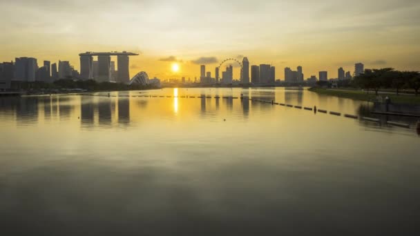 Cenário Dramático Pôr Sol Horizonte Cidade Marina Bay Singapore Uhd — Vídeo de Stock