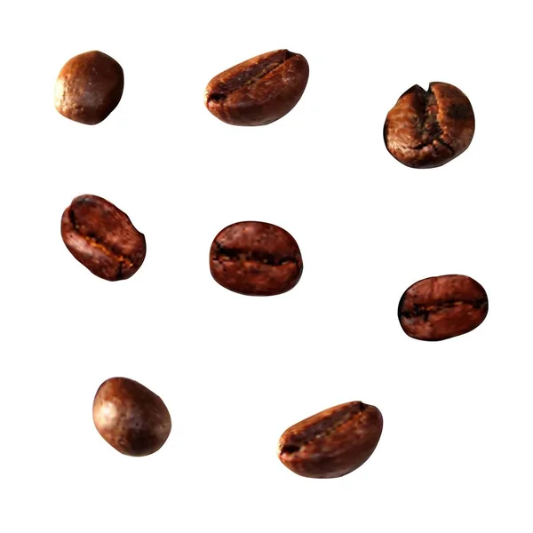 Realistische Koffiekorrels Een Witte Achtergrond Vectorafbeeldingen Vectorillustratie — Stockvector