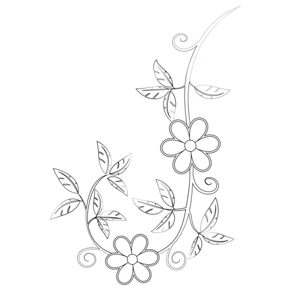 Blumenzeichnung Mit Linienzeichnung Isoliert Auf Weißem Hintergrund Vektorillustration — Stockvektor