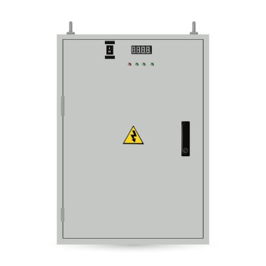 Elektrik kutusu, endüstriyel elektrik kontrol paneli. Merkez. Vektör illüstrasyonu