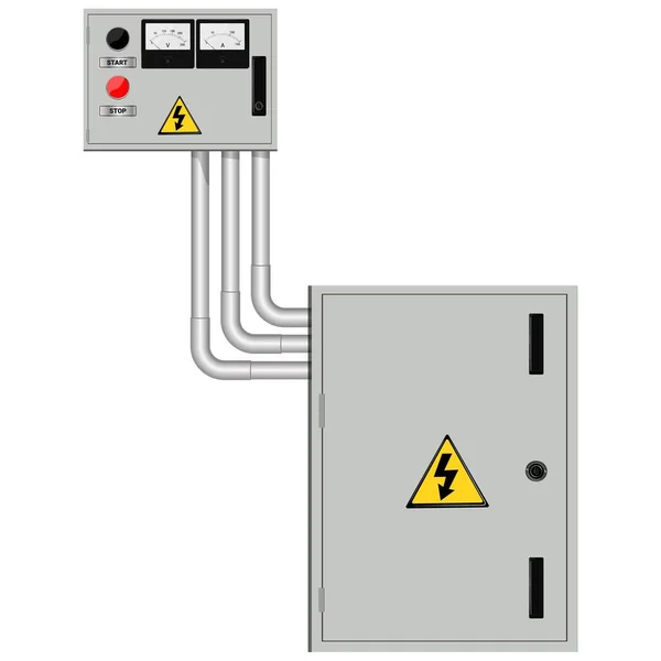 Elektrisk Box Elektrisk Kontrollpanel För Industrin Vektorbild Vektorillustration — Stock vektor