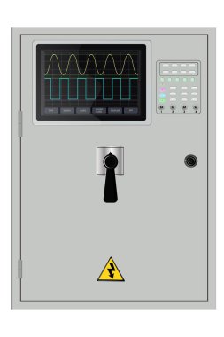 Kontrol Paneli. Üretim kontrol paneli ve bilgisayar cihazlarının kontrolü. Tuş takımı. Vektör grafikleri. Vektör illüstrasyonu