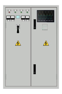 Kontrol Paneli. Üretim kontrol paneli ve bilgisayar cihazlarının kontrolü. Tuş takımı. Vektör grafikleri. Vektör illüstrasyonu