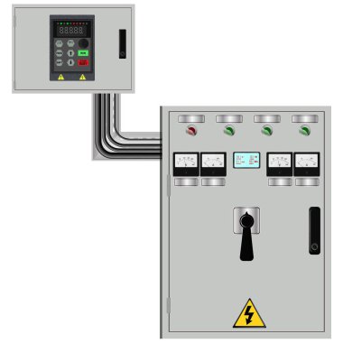 Kontrol Paneli. Üretim kontrol paneli ve bilgisayar cihazlarının kontrolü. Tuş takımı. Vektör grafikleri. Vektör illüstrasyonu