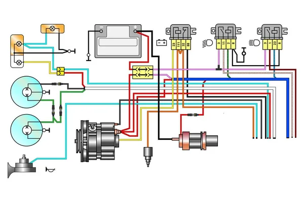 Elektrický Systém Montážní Diagram Vektorový Obraz Vektorová Ilustrace — Stockový vektor