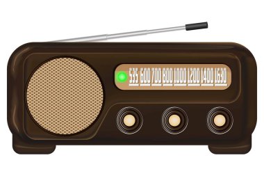 Retro radyo alıcısı. Vektör görüntüsü. İzole edilmiş arka plan. Vektör illüstrasyonu