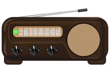 Retro radyo alıcısı. Vektör görüntüsü. İzole edilmiş arka plan. Vektör illüstrasyonu