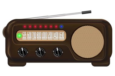 Retro radyo alıcısı. Vektör görüntüsü. İzole edilmiş arka plan. Vektör illüstrasyonu
