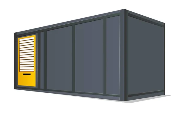 黑色货物集装箱房 集装箱外的大房子 在白色背景上隔离 矢量说明 — 图库矢量图片
