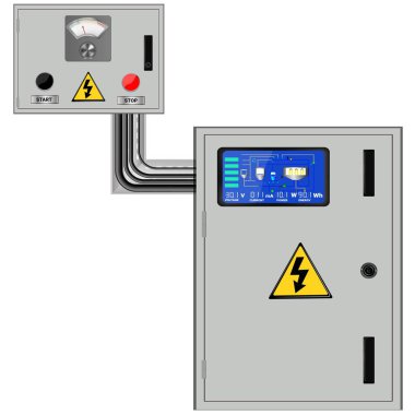 Kontrol Paneli. Üretim kontrol paneli ve bilgisayar cihazlarının kontrolü. - Evet. Vektör illüstrasyonu
